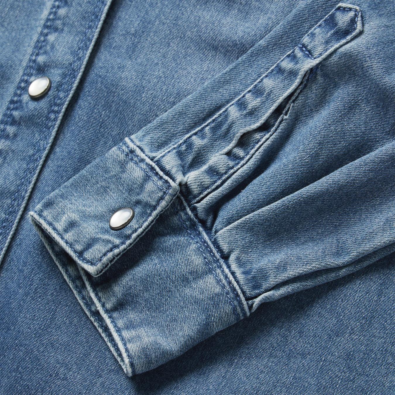 Women Mini | Stetson Denim Button Front Shirt Dress Blue
