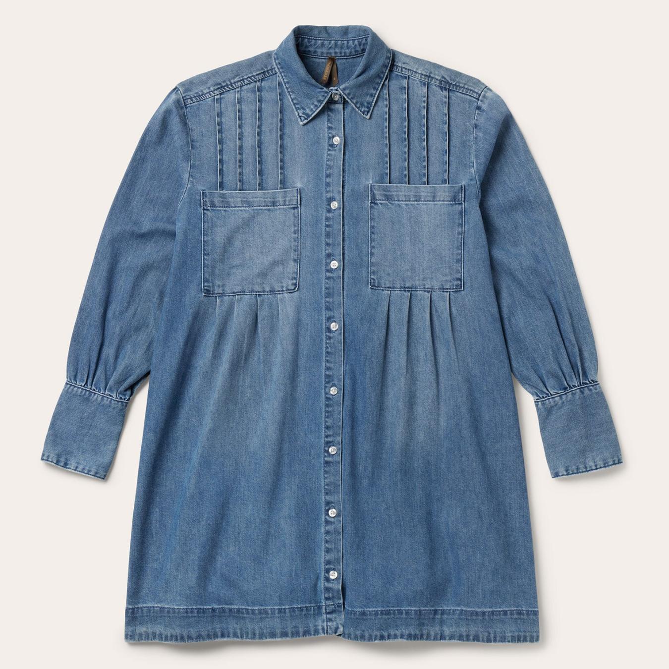 Women Mini | Stetson Denim Button Front Shirt Dress Blue