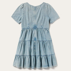 Women Mini | Stetson Denim Dress With Tiered Skirt Blue