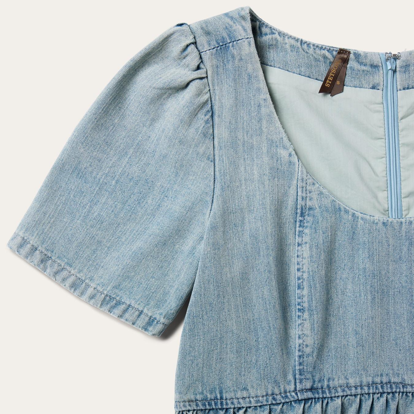 Women Mini | Stetson Denim Dress With Tiered Skirt Blue