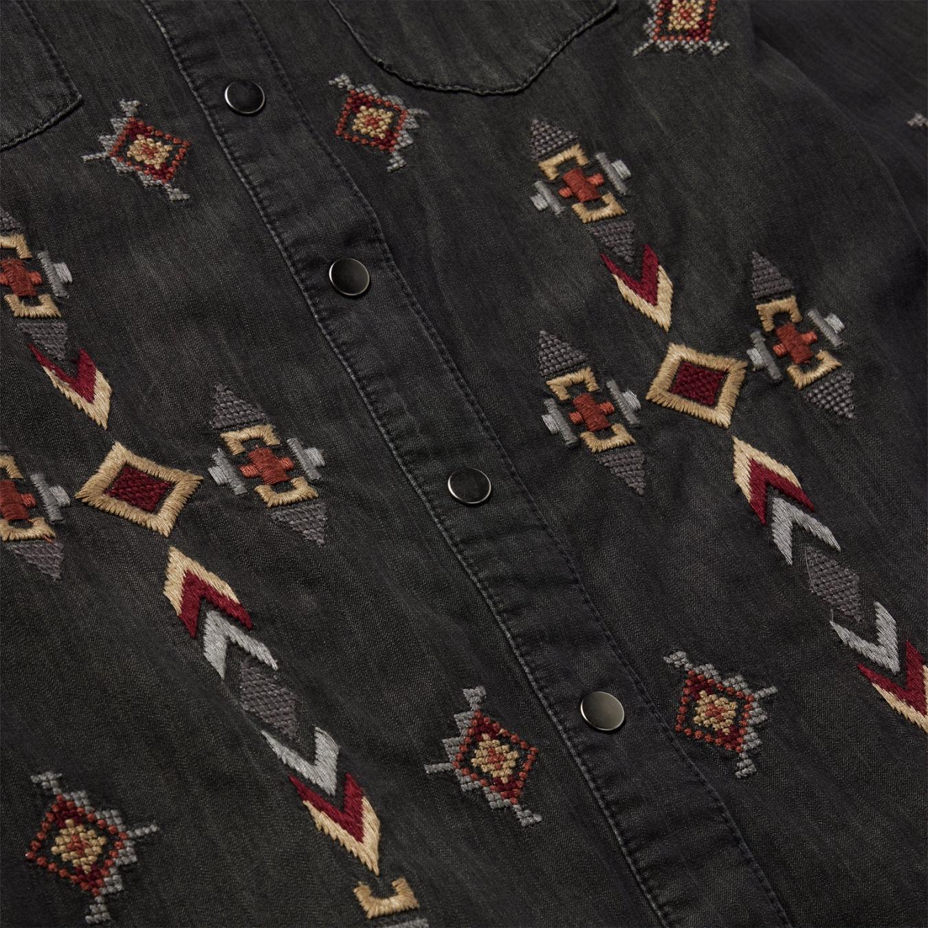 Women Mini | Stetson Embroidered Black Denim Shirt Dress Black