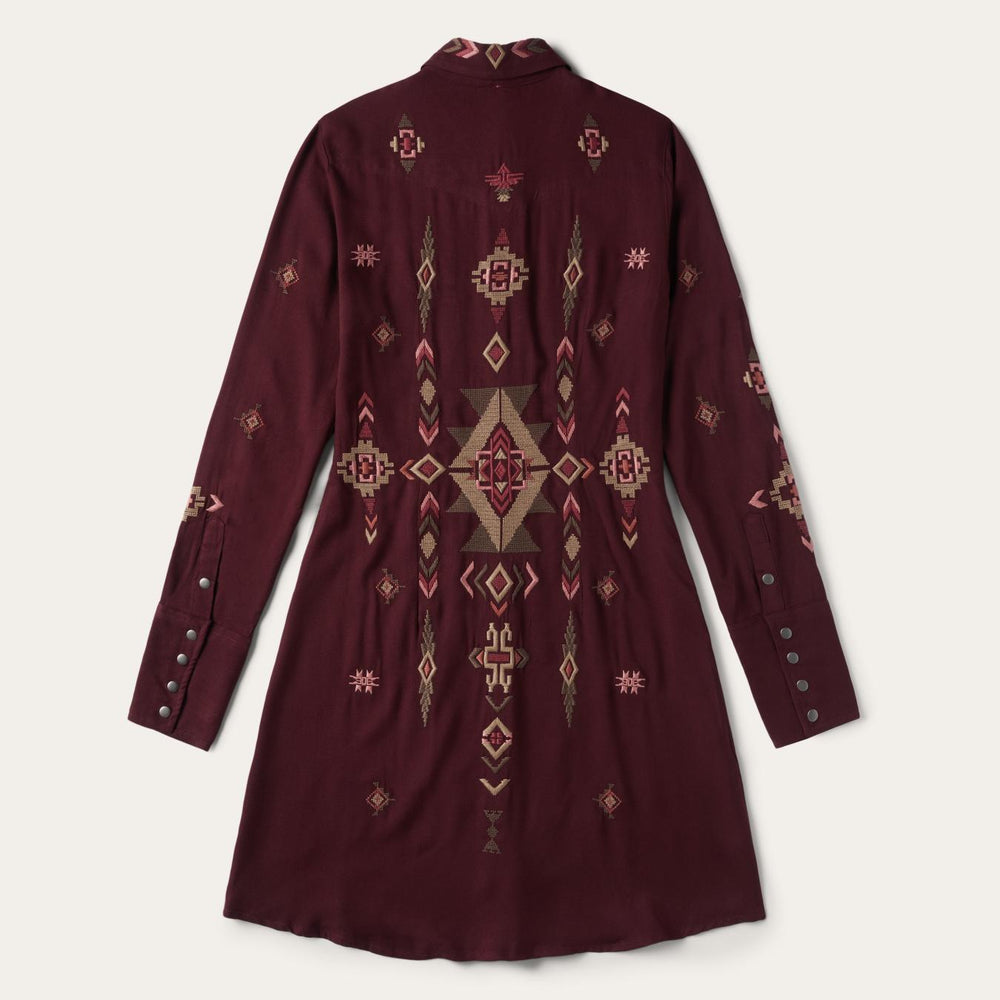 Women Mini | Stetson Embroidered Shirt Dress Wine
