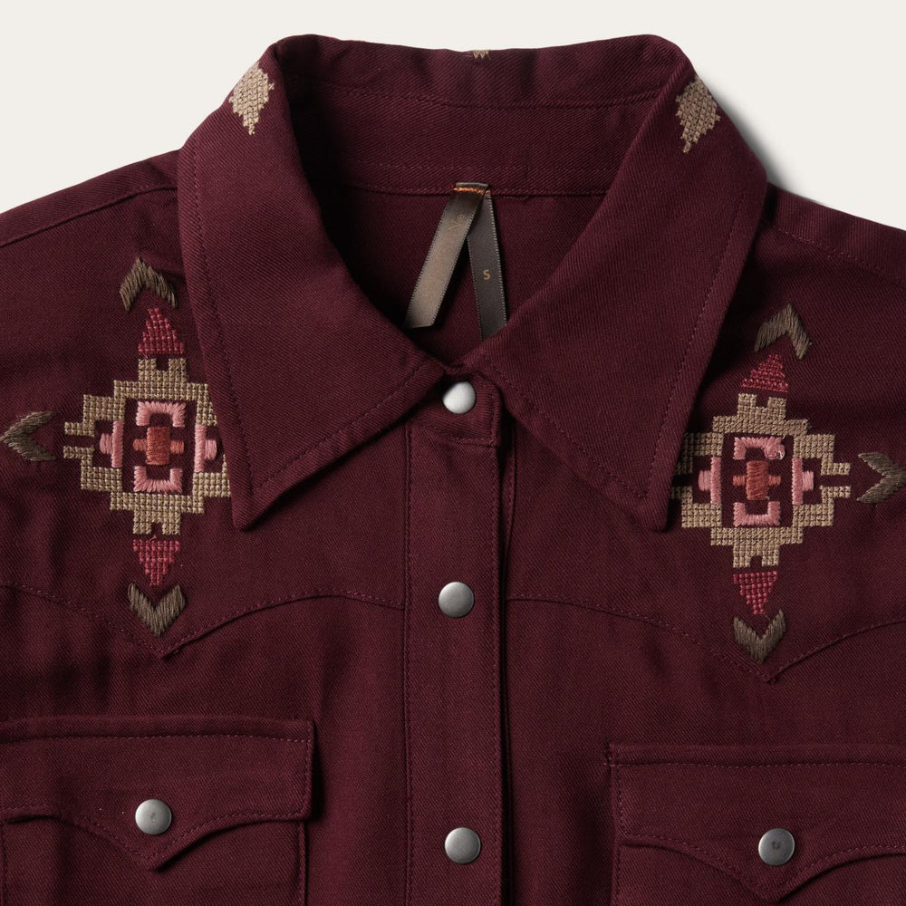 Women Mini | Stetson Embroidered Shirt Dress Wine