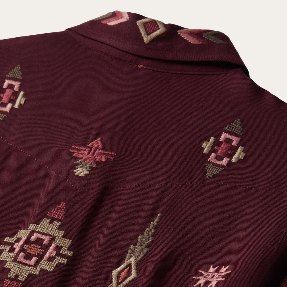 Women Mini | Stetson Embroidered Shirt Dress Wine