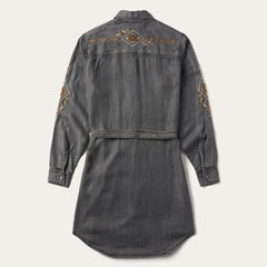 Women Mini | Stetson Embroidered Snap Front Shirt Dress Black