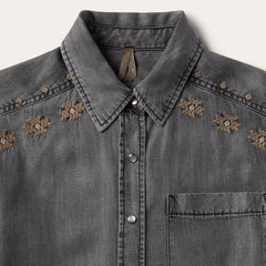 Women Mini | Stetson Embroidered Snap Front Shirt Dress Black