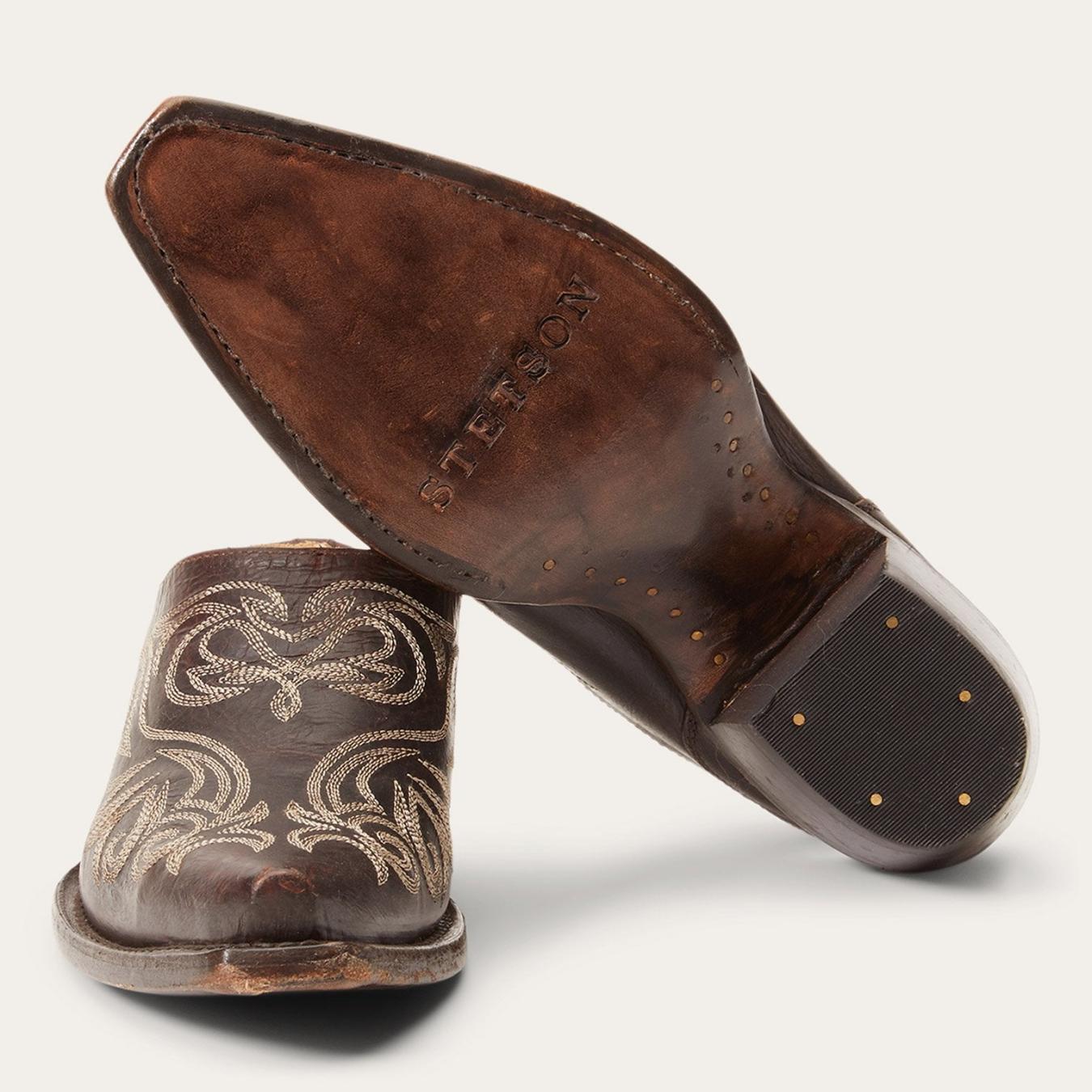 Women Mules | Stetson Adley Vintage Finished Leather Mules Brown