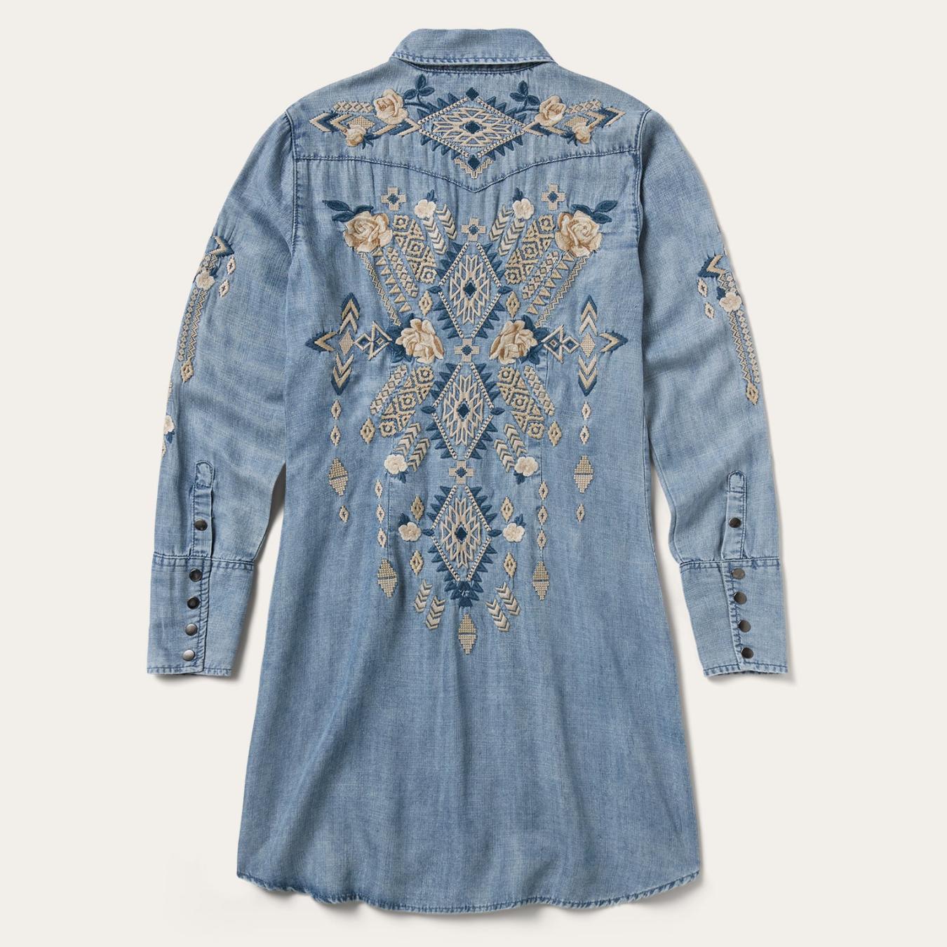 Women Shirt Dresses | Stetson Embroidered Denim Twill Shirt Dress Blue