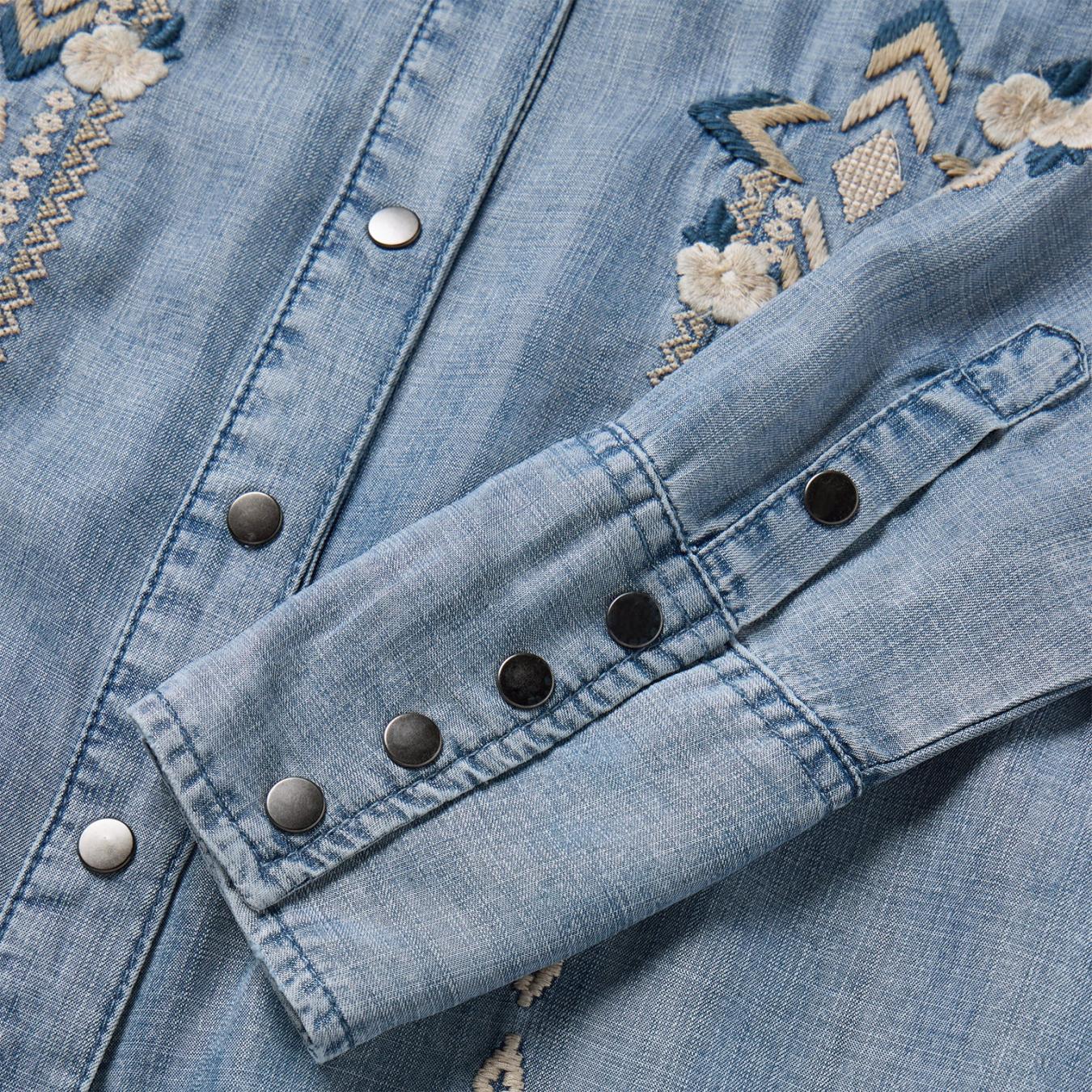 Women Shirt Dresses | Stetson Embroidered Denim Twill Shirt Dress Blue