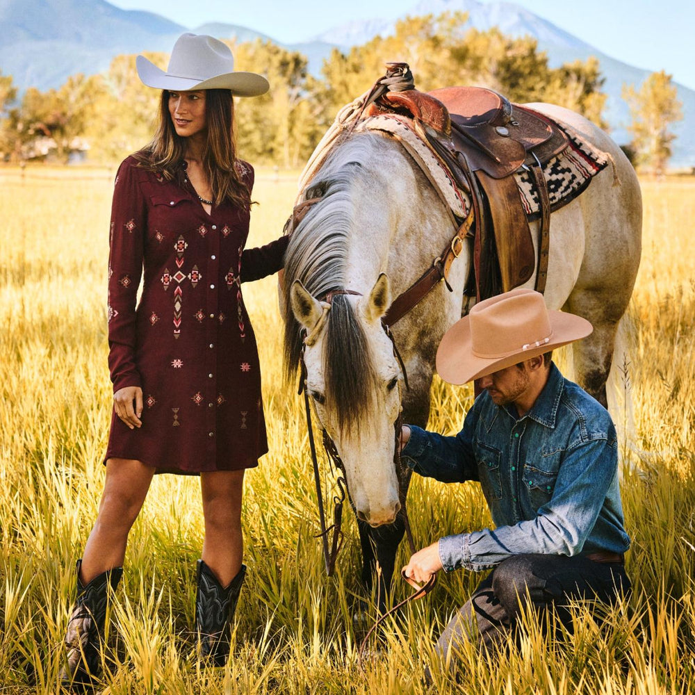 Women Shirt Dresses | Stetson Embroidered Shirt Dress Wine