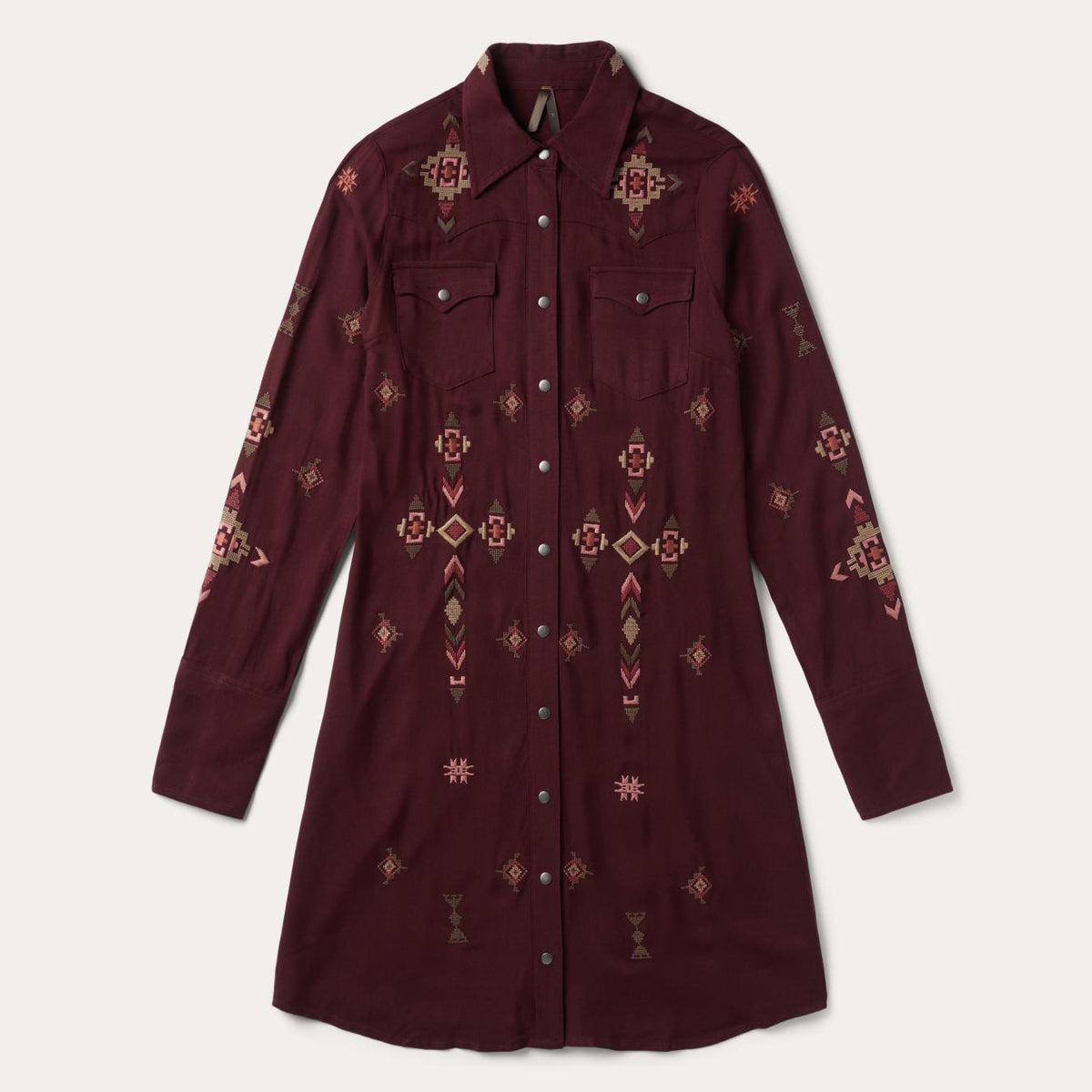 Women Shirt Dresses | Stetson Embroidered Shirt Dress Wine