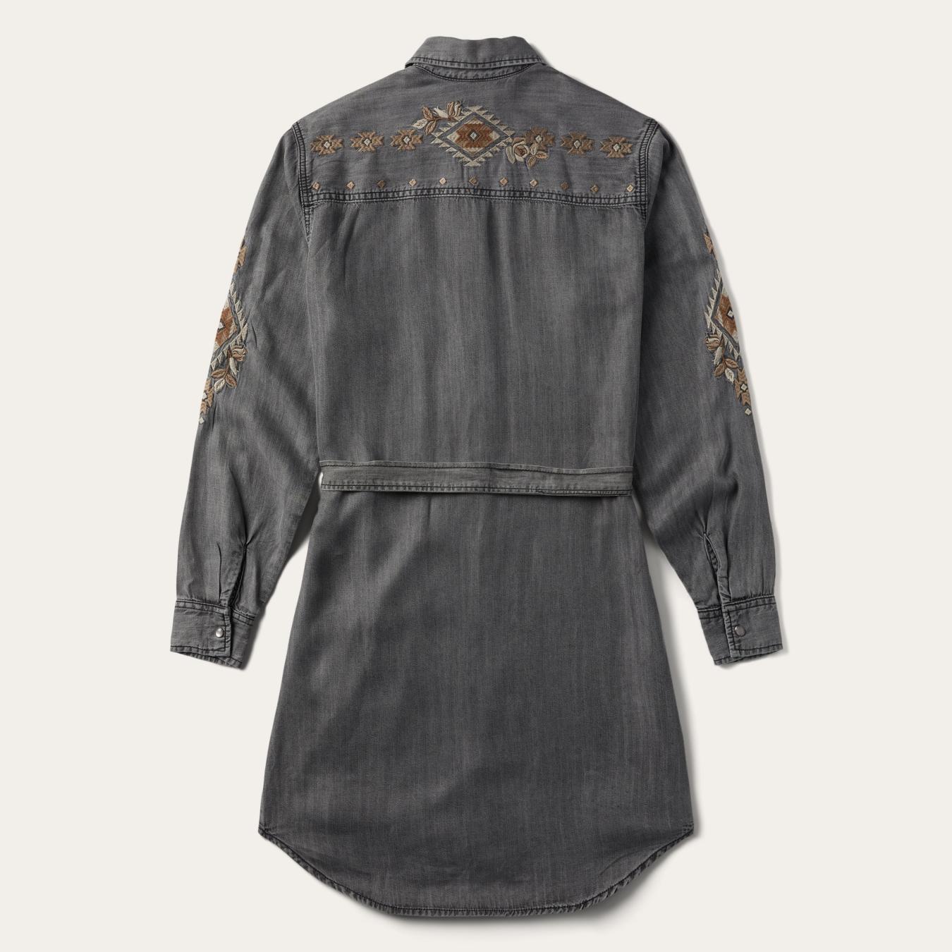 Women Shirt Dresses | Stetson Embroidered Snap Front Shirt Dress Black