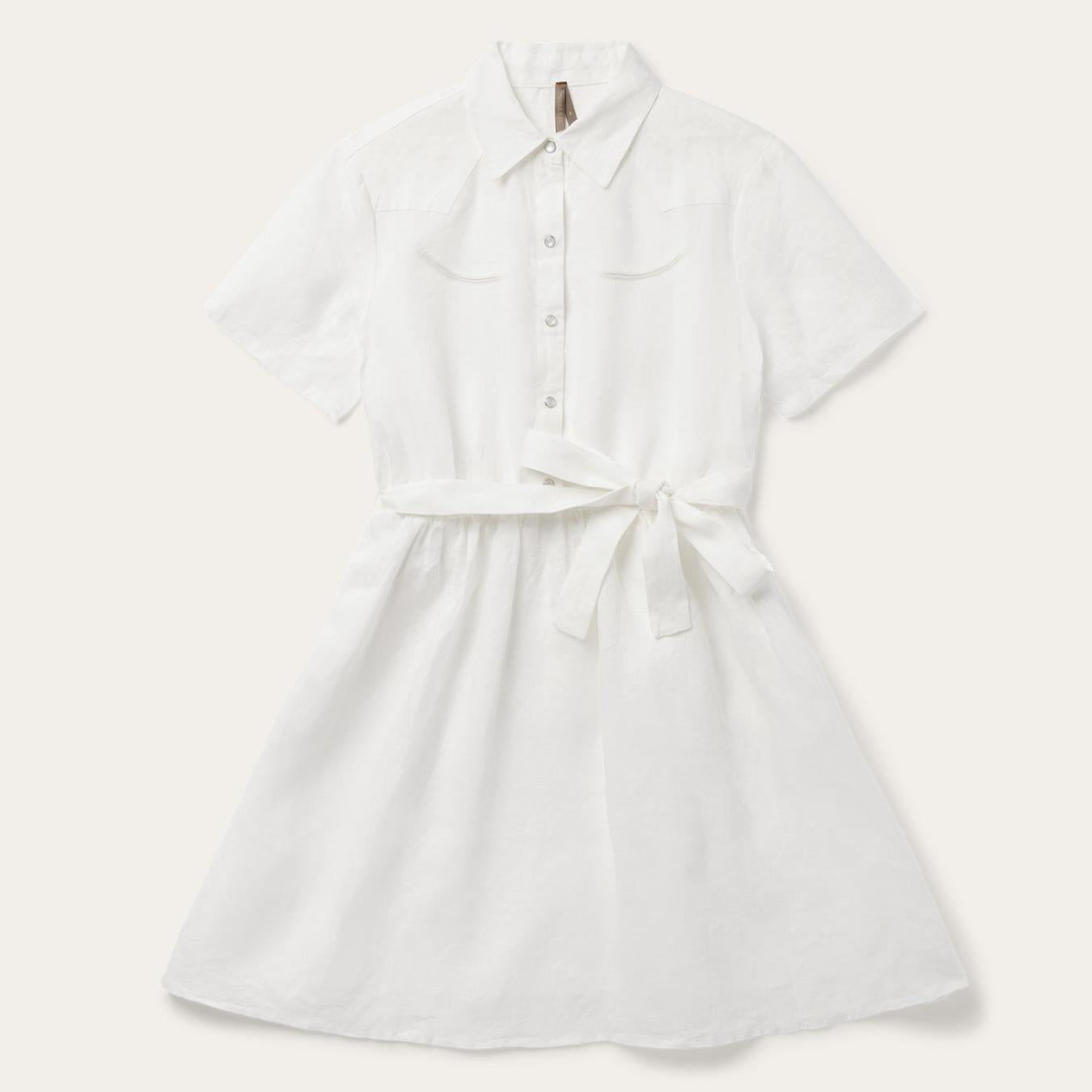 Women Shirt Dresses | Stetson White Linen Shirt Dress White