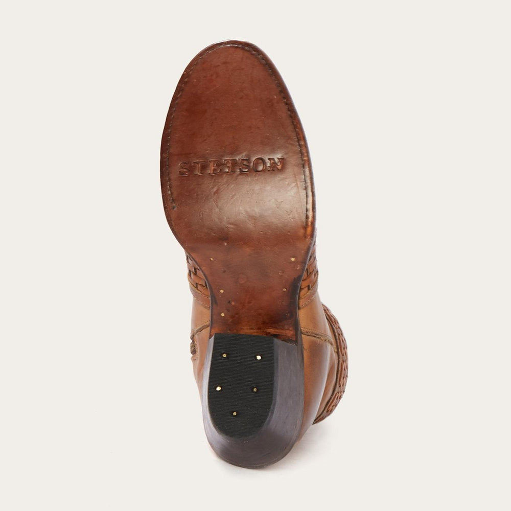 Women Shorties | Stetson Basketweave Side Zip Ankle Boot Brown
