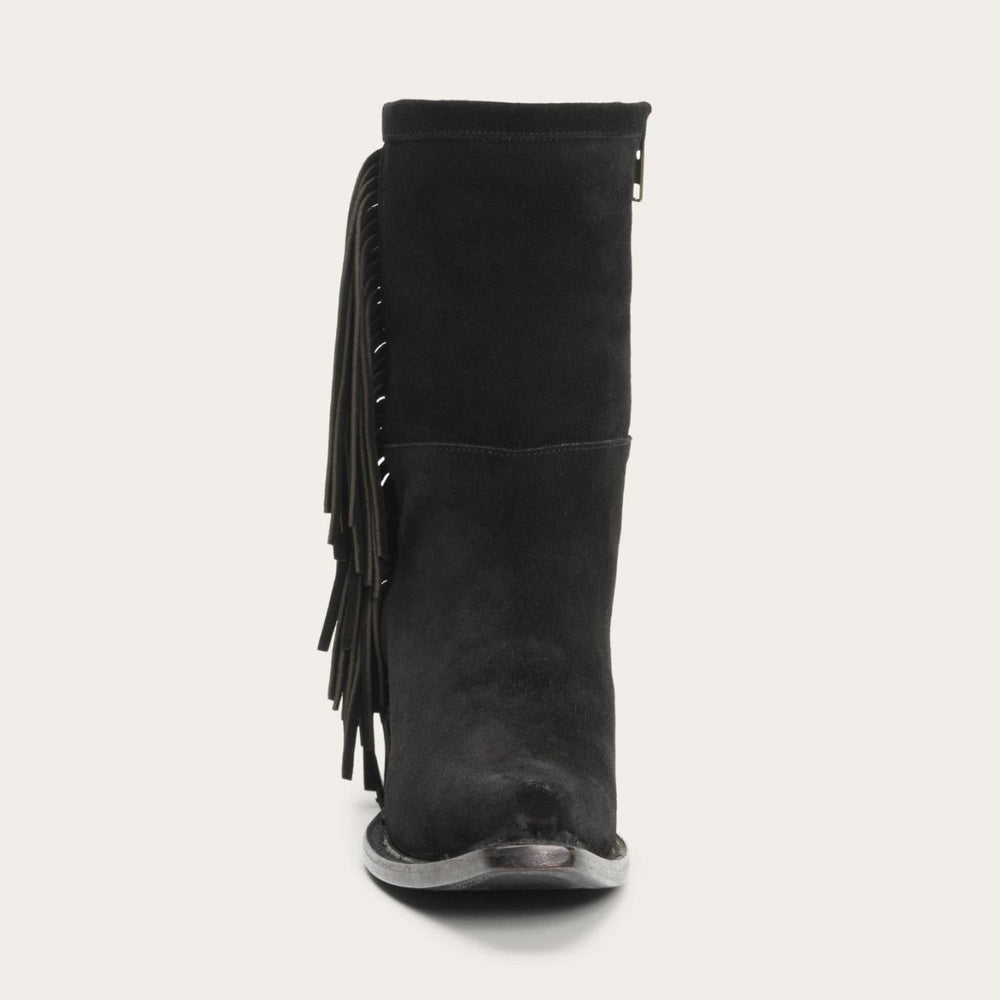 Women Shorties | Stetson Halle Suede Fringe Side Zip Boot Black