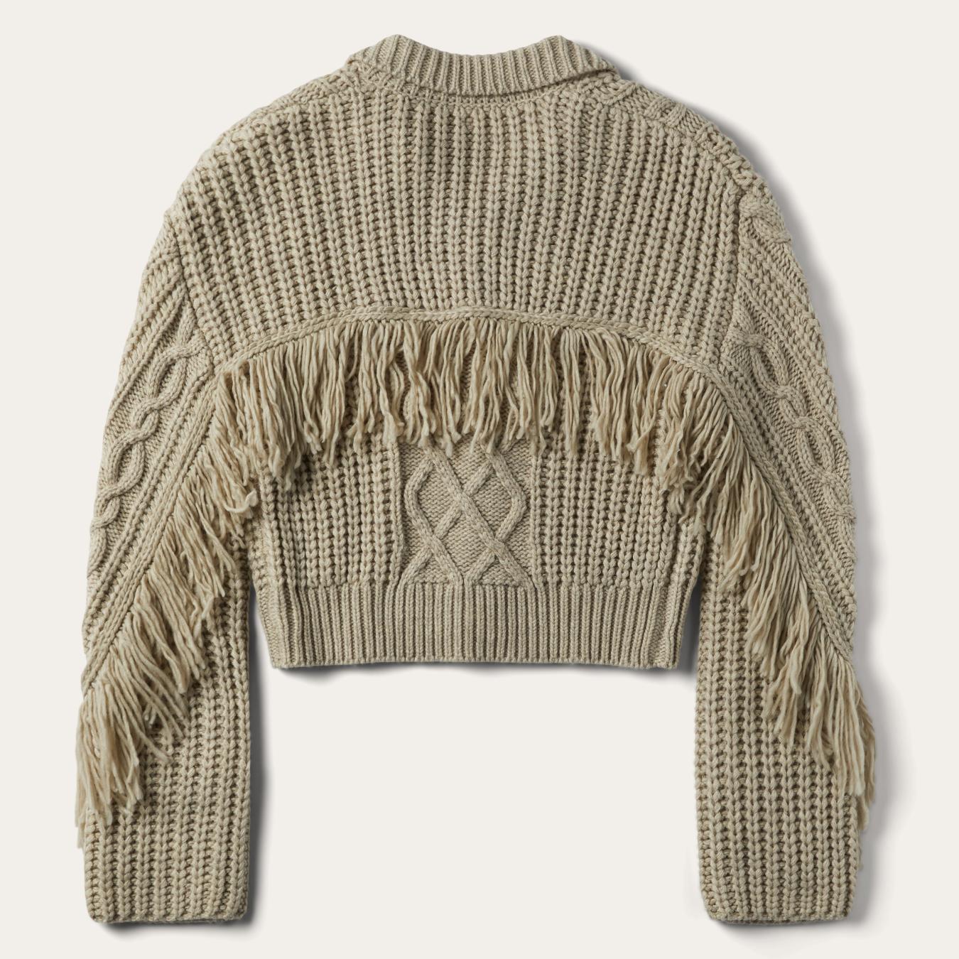 Women Sweaters | Stetson Cream Fringed Cardigan Tan
