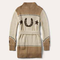 Women Sweaters | Stetson Horseshoe &amp; Star Belted Cardigan White