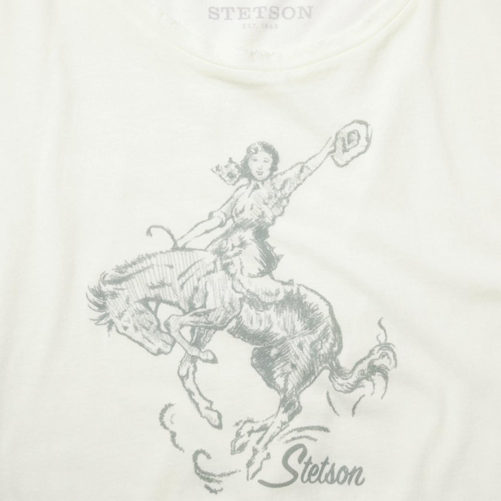 Women Tees | Stetson Bucking Cowgirl Graphic Tee White