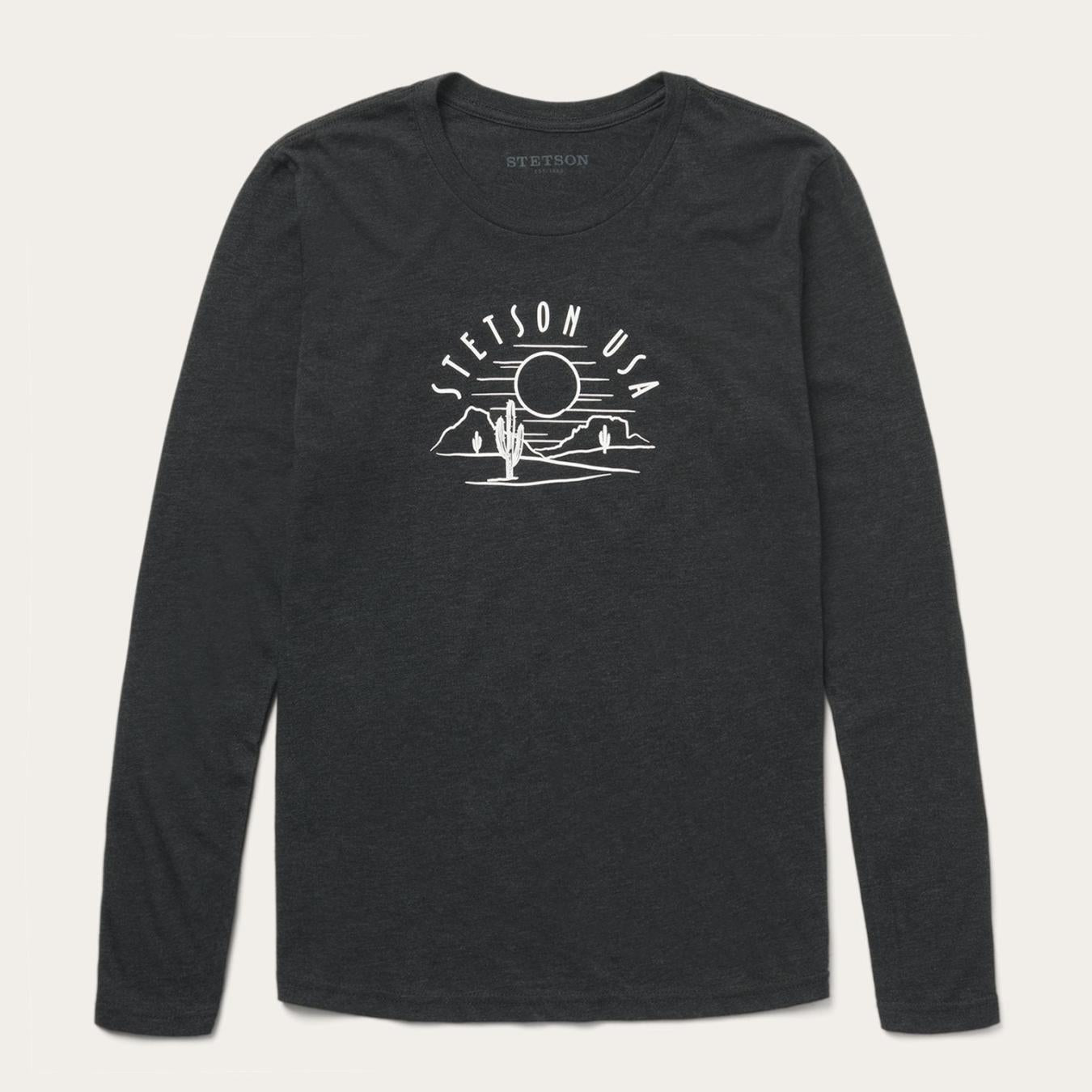 Women Tees | Stetson Cactus And Sunset Graphic Tee Black