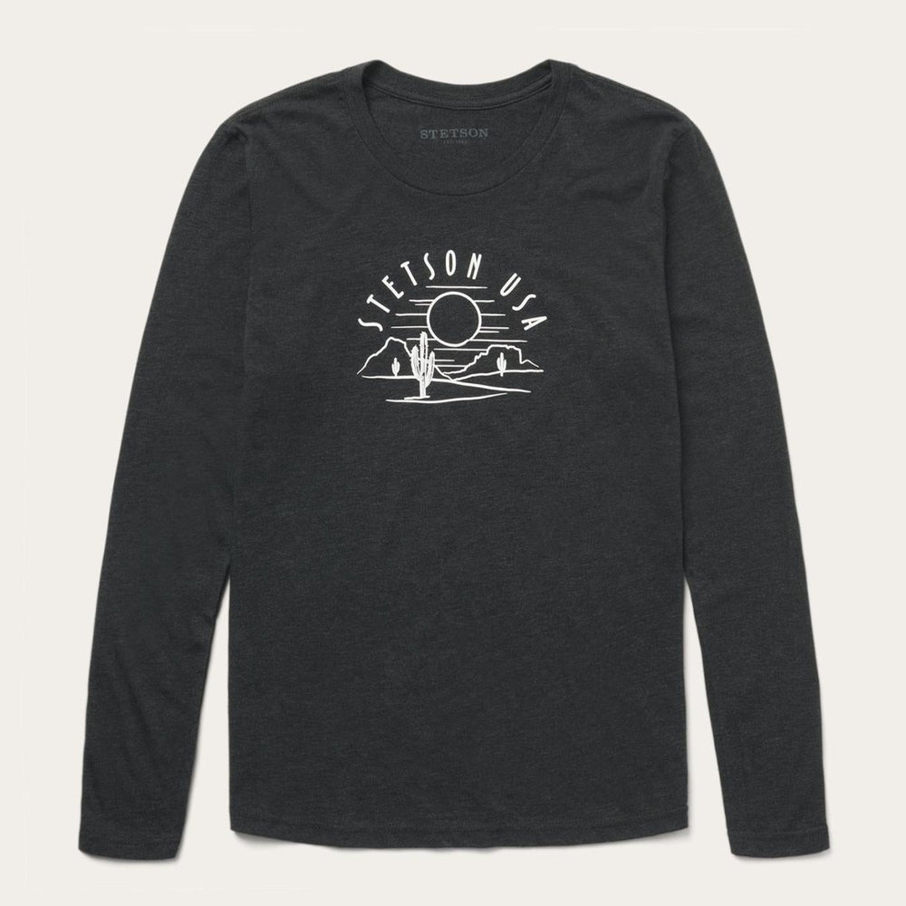 Women Tees | Stetson Cactus And Sunset Graphic Tee Black