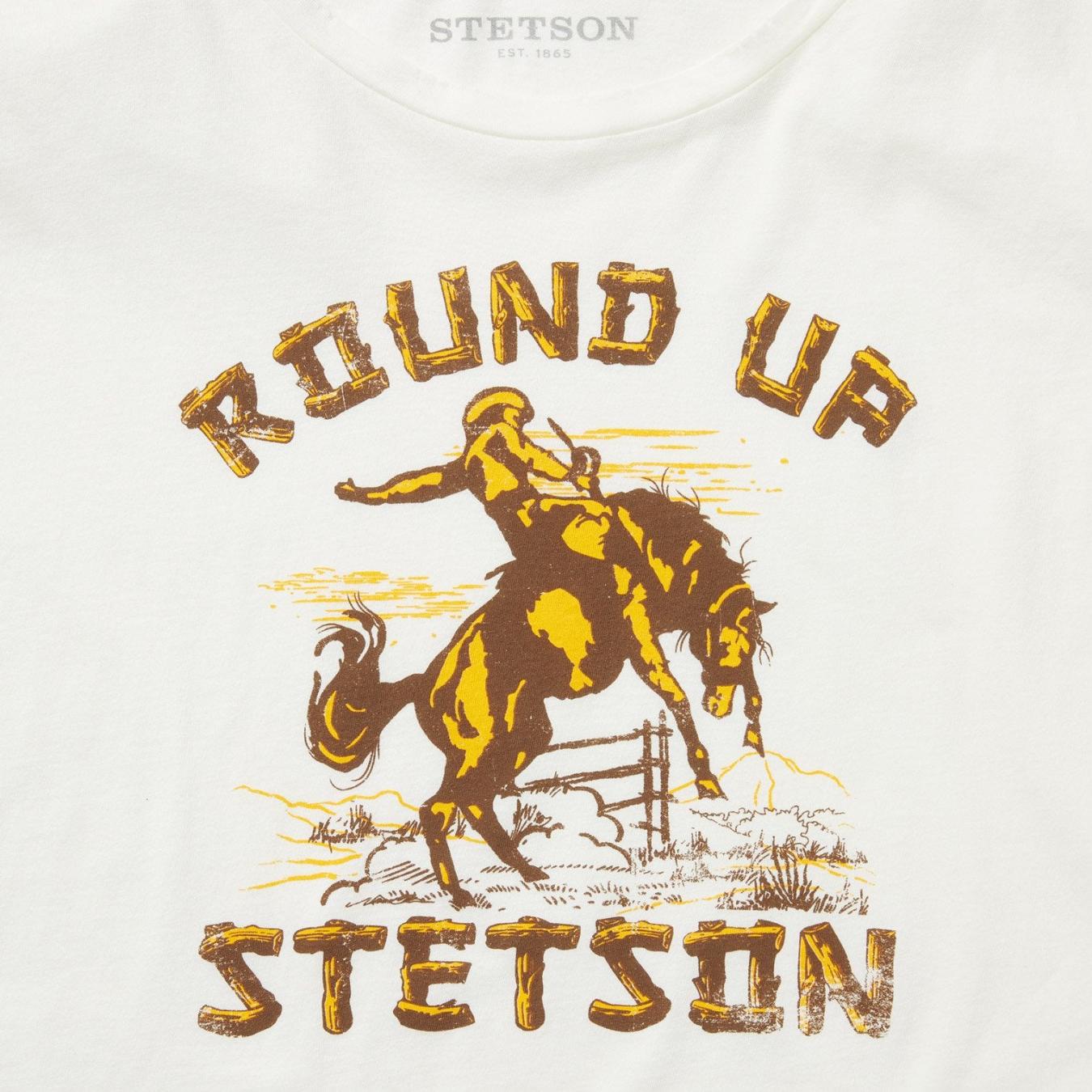 Women Tees | Stetson "Round Up" Stetson Vintage Tee White