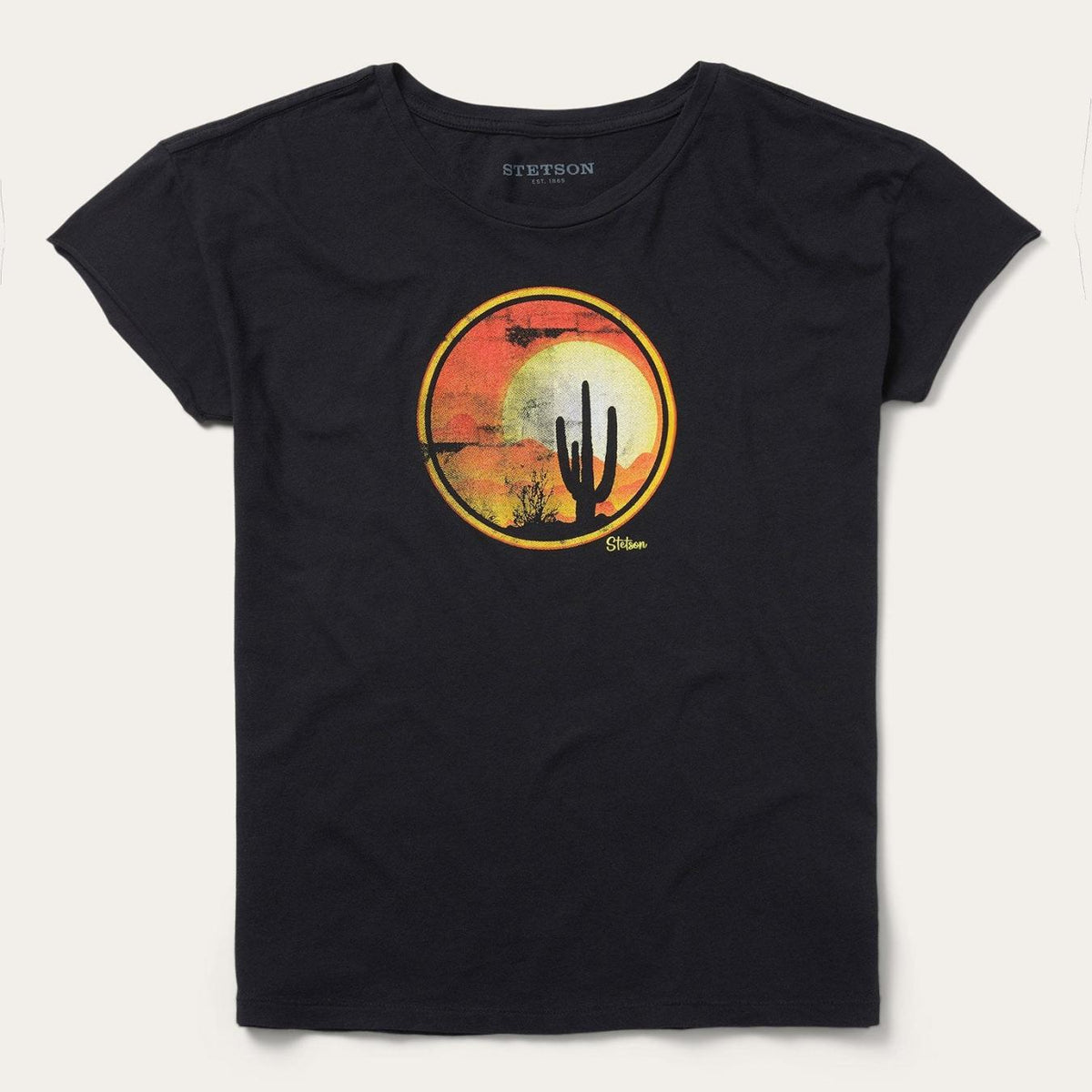 Women Tees | Stetson Sunset Saguaro Graphic Tee Black
