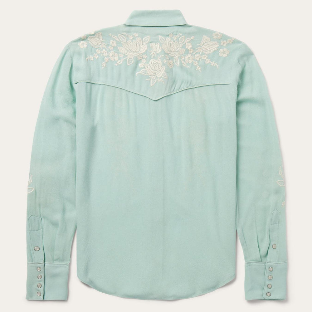 Women Western Shirts | Stetson Aqua Crepe Western Shirt Blue