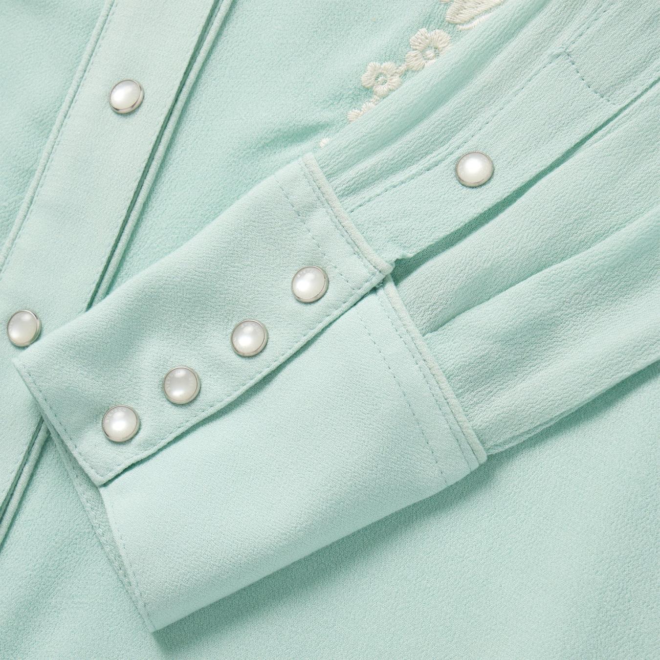 Women Western Shirts | Stetson Aqua Crepe Western Shirt Blue