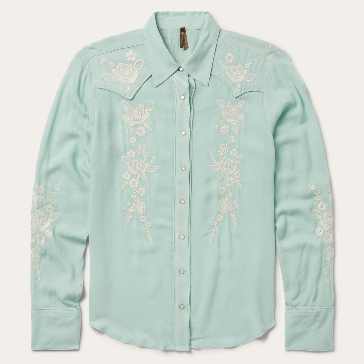 Women Western Shirts | Stetson Aqua Crepe Western Shirt Blue