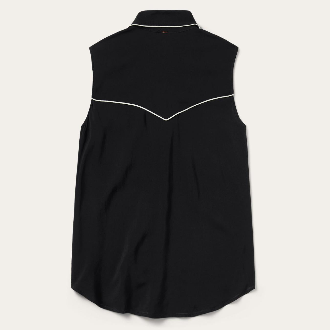 Women Western Shirts | Stetson Black Sleeveless Western Shirt Black
