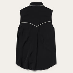 Women Western Shirts | Stetson Black Sleeveless Western Shirt Black