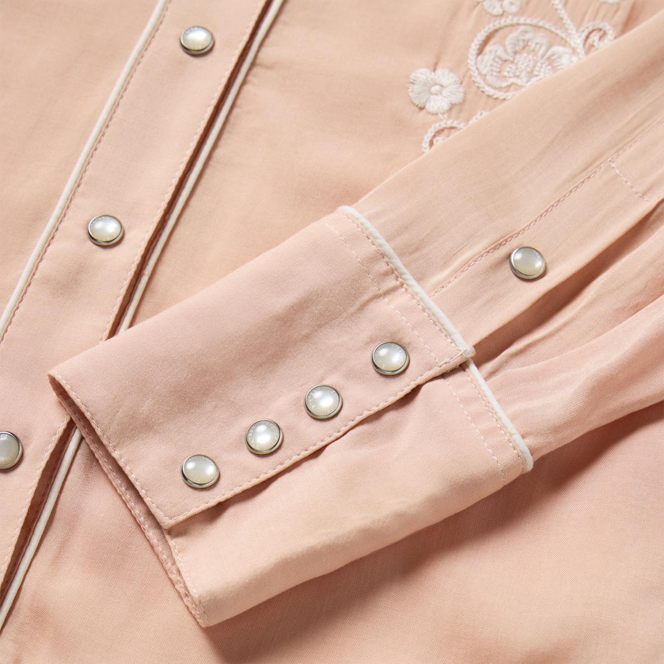 Women Western Shirts | Stetson Blush Embroidered Western Shirt Pink
