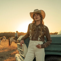 Women Western Shirts | Stetson Classic Western Snap Shirt Brown