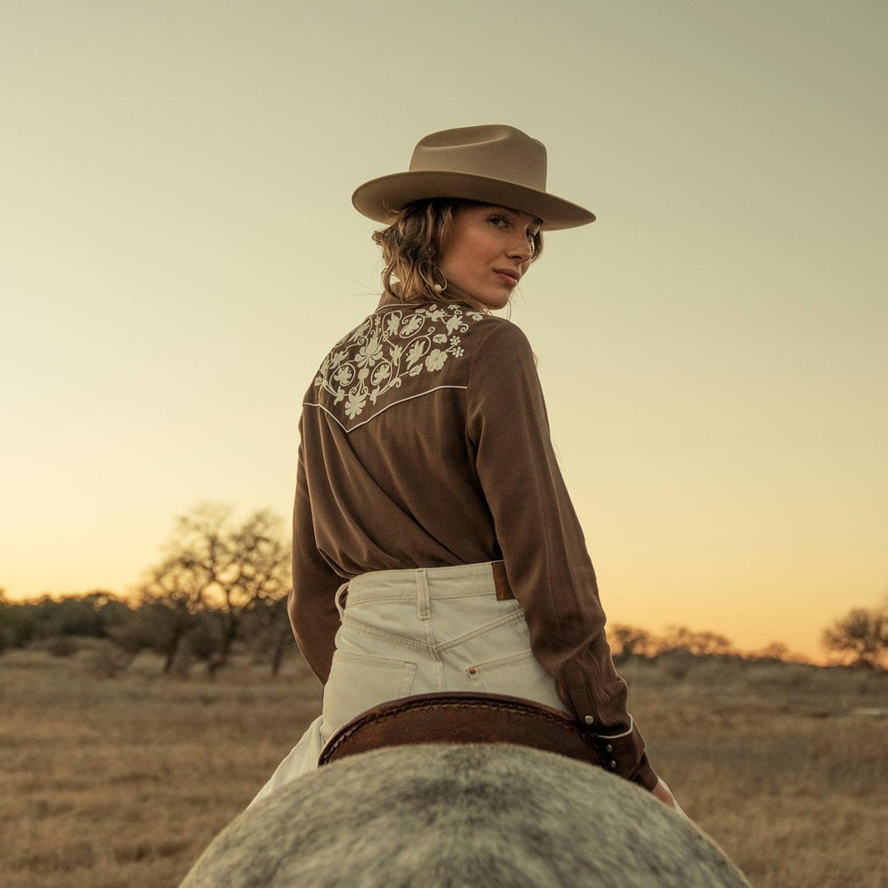 Women Western Shirts | Stetson Classic Western Snap Shirt Brown