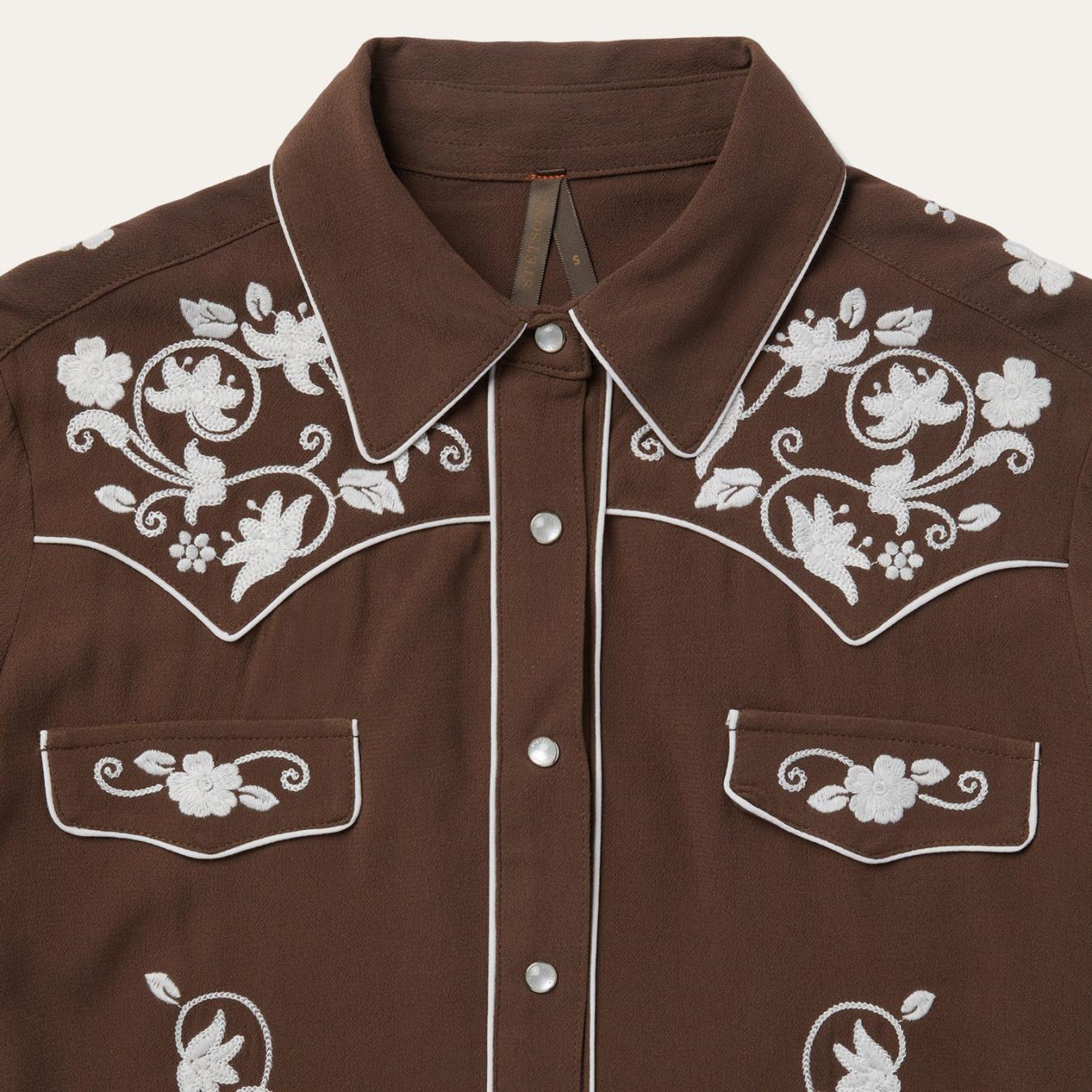 Women Western Shirts | Stetson Classic Western Snap Shirt Brown