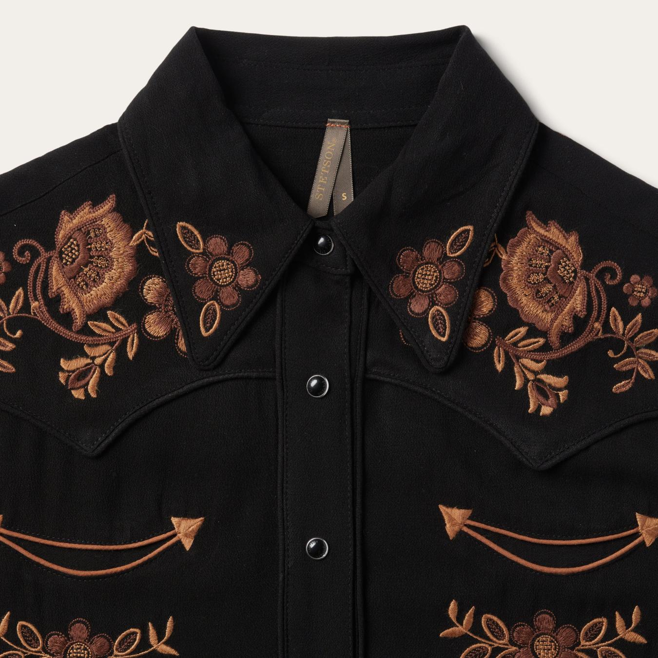 Women Western Shirts | Stetson Crepe Western Shirt Black