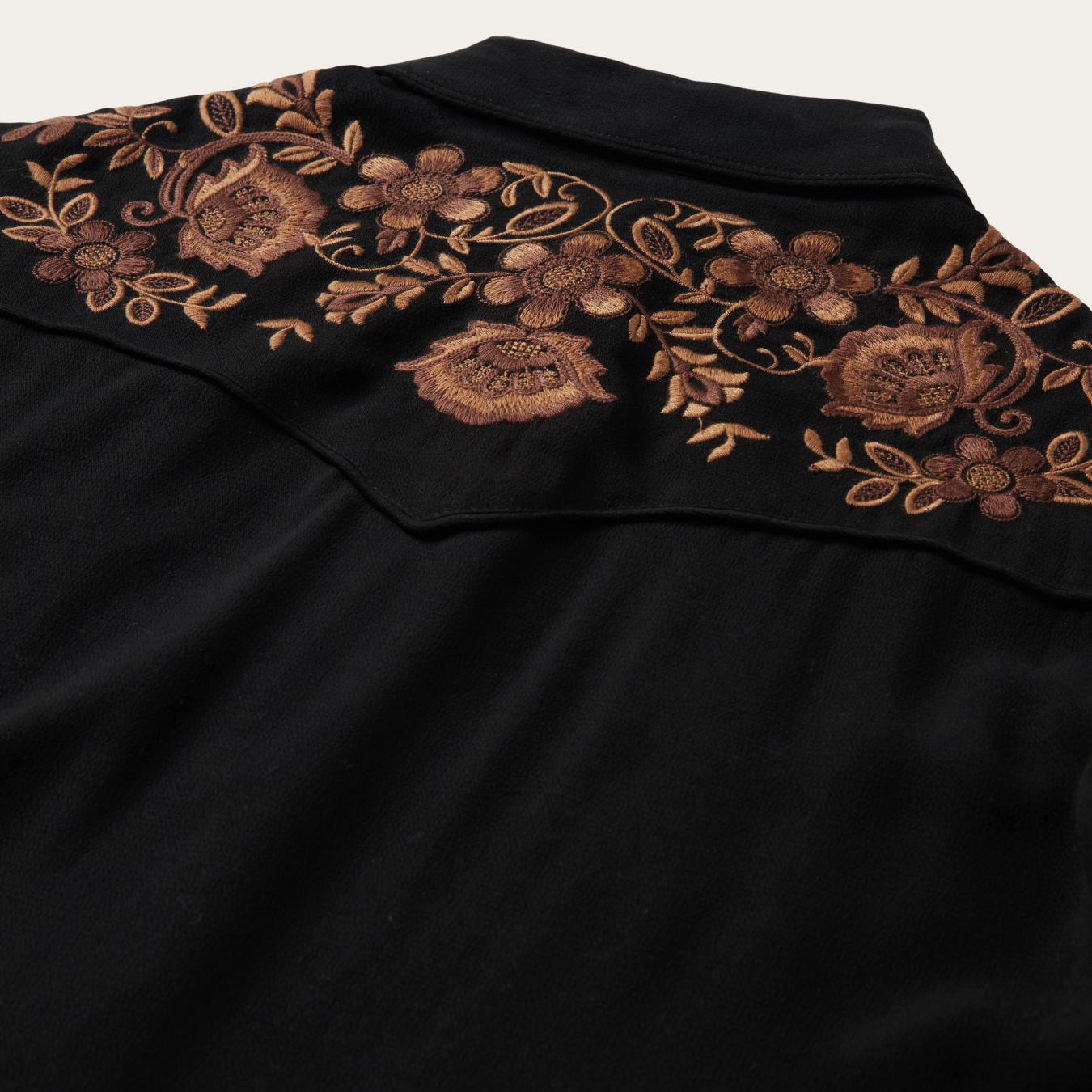 Women Western Shirts | Stetson Crepe Western Shirt Black