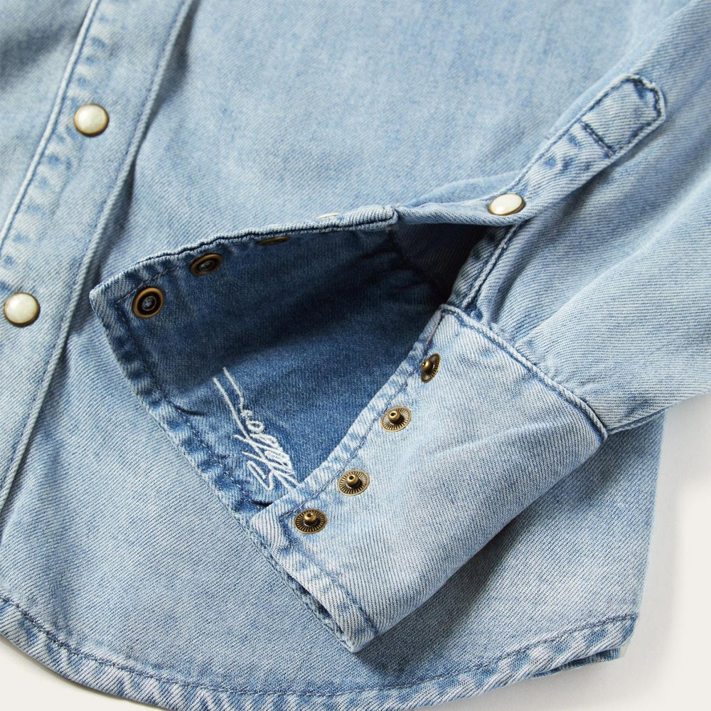 Women Western Shirts | Stetson Curved Yoke Western Denim Shirt Blue