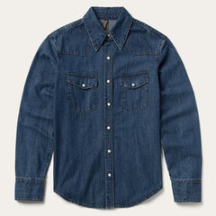 Women Western Shirts | Stetson Dark Denim Snap Western Shirt Blue