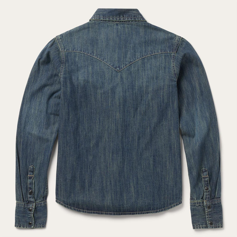 Women Western Shirts | Stetson Dirty Denim Boyfriend Fit Shirt Blue