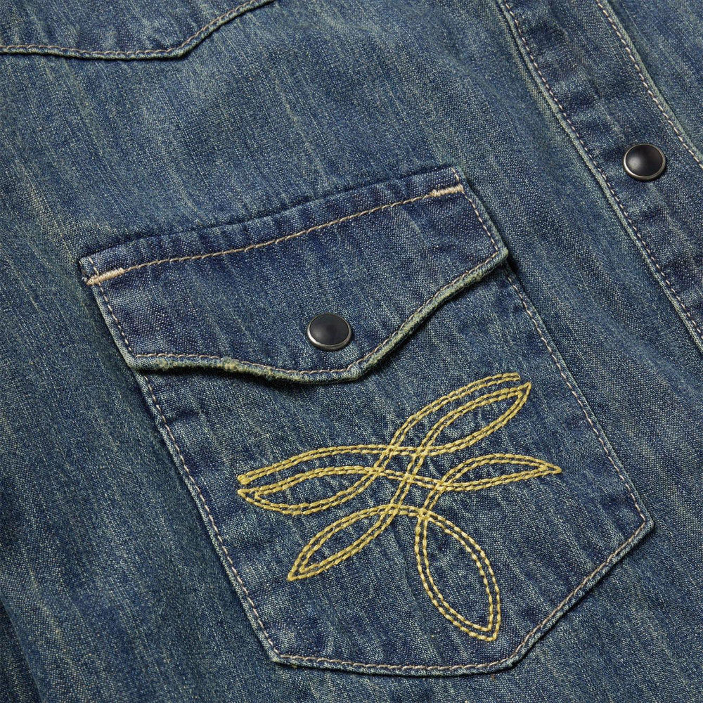 Women Western Shirts | Stetson Dirty Denim Boyfriend Fit Shirt Blue