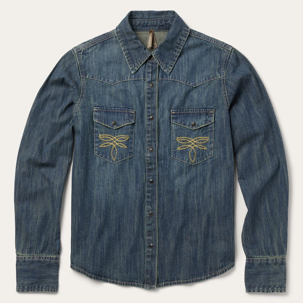 Women Western Shirts | Stetson Dirty Denim Boyfriend Fit Shirt Blue