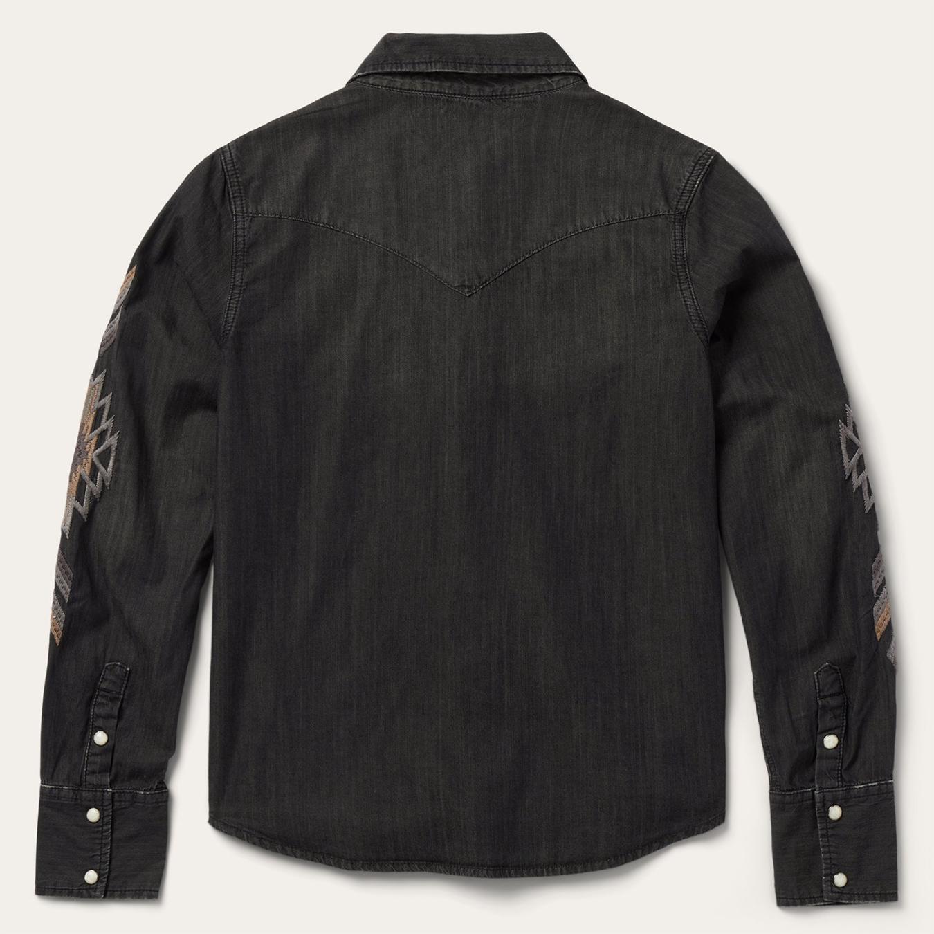 Women Western Shirts | Stetson Embroidered Black Denim Shirt Black