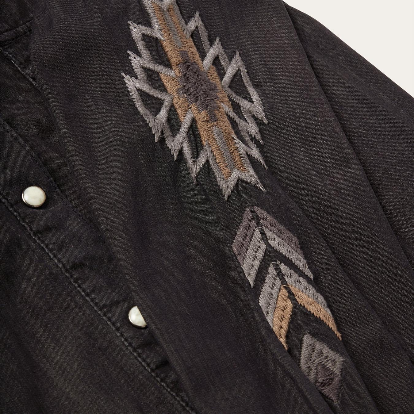 Women Western Shirts | Stetson Embroidered Black Denim Shirt Black