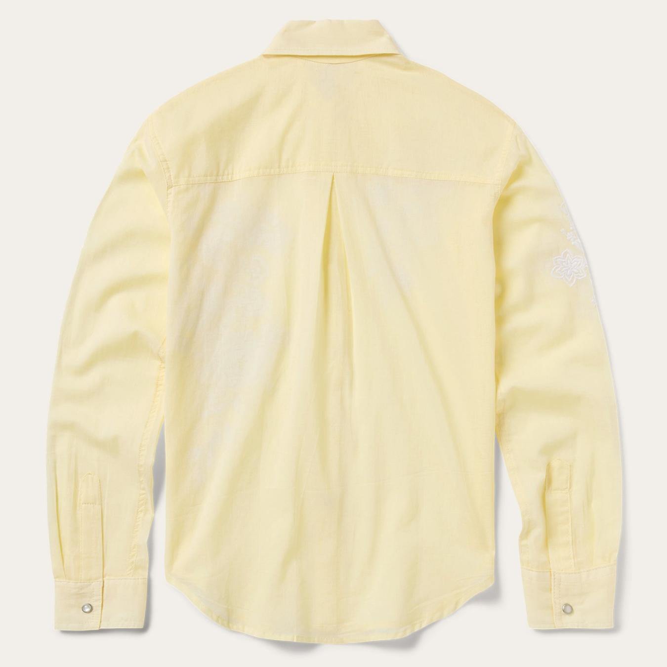 Women Western Shirts | Stetson Embroidered Cotton Lawn Snap Front Shirt Yellow