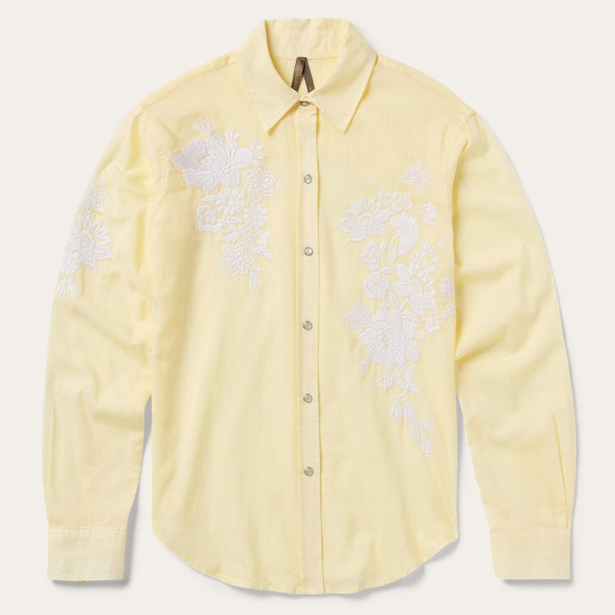 Women Western Shirts | Stetson Embroidered Cotton Lawn Snap Front Shirt Yellow