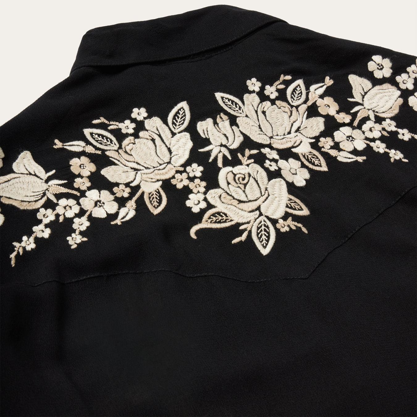 Women Western Shirts | Stetson Embroidered Crepe Western Shirt Black