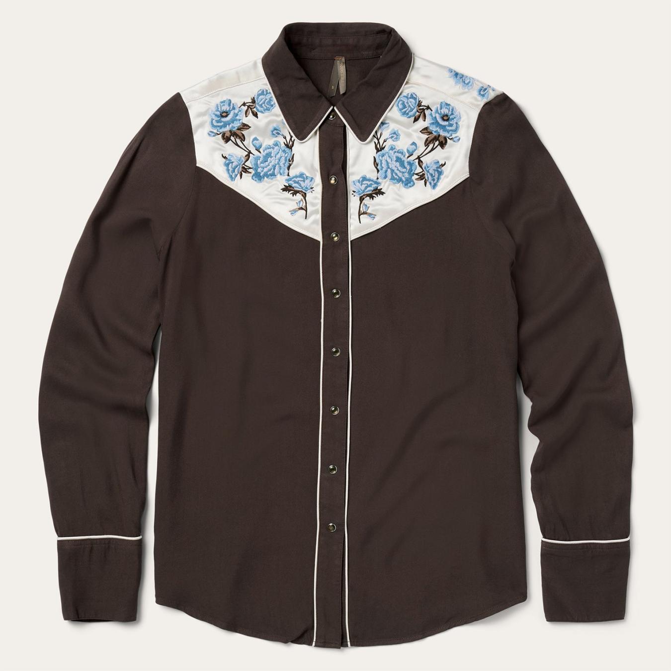 Women Western Shirts | Stetson Embroidered Western Shirt Brown