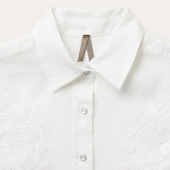 Women Western Shirts | Stetson Floral Embroidered White Linen Shirt White