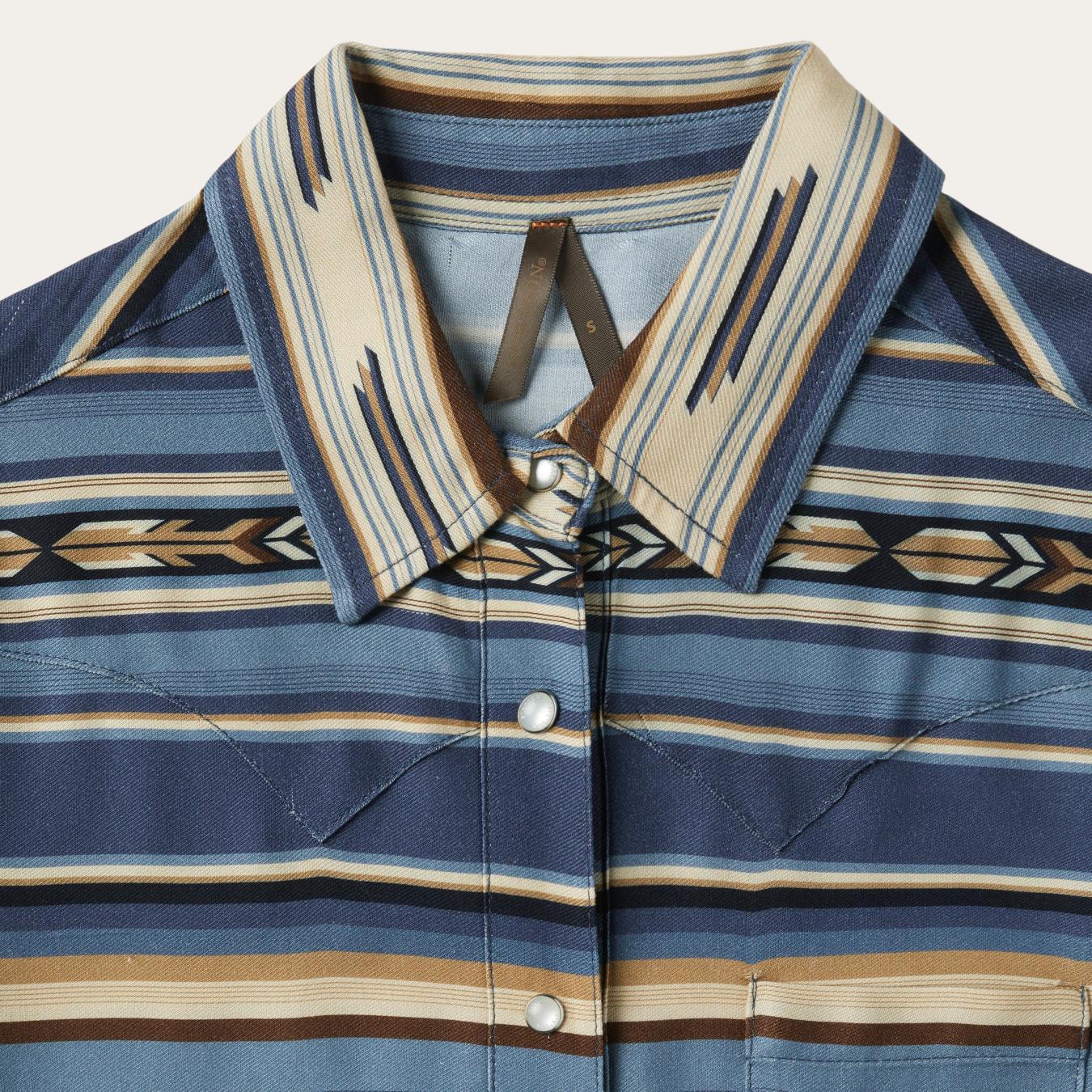 Women Western Shirts | Stetson Indigo Serape Print Shirt Blue